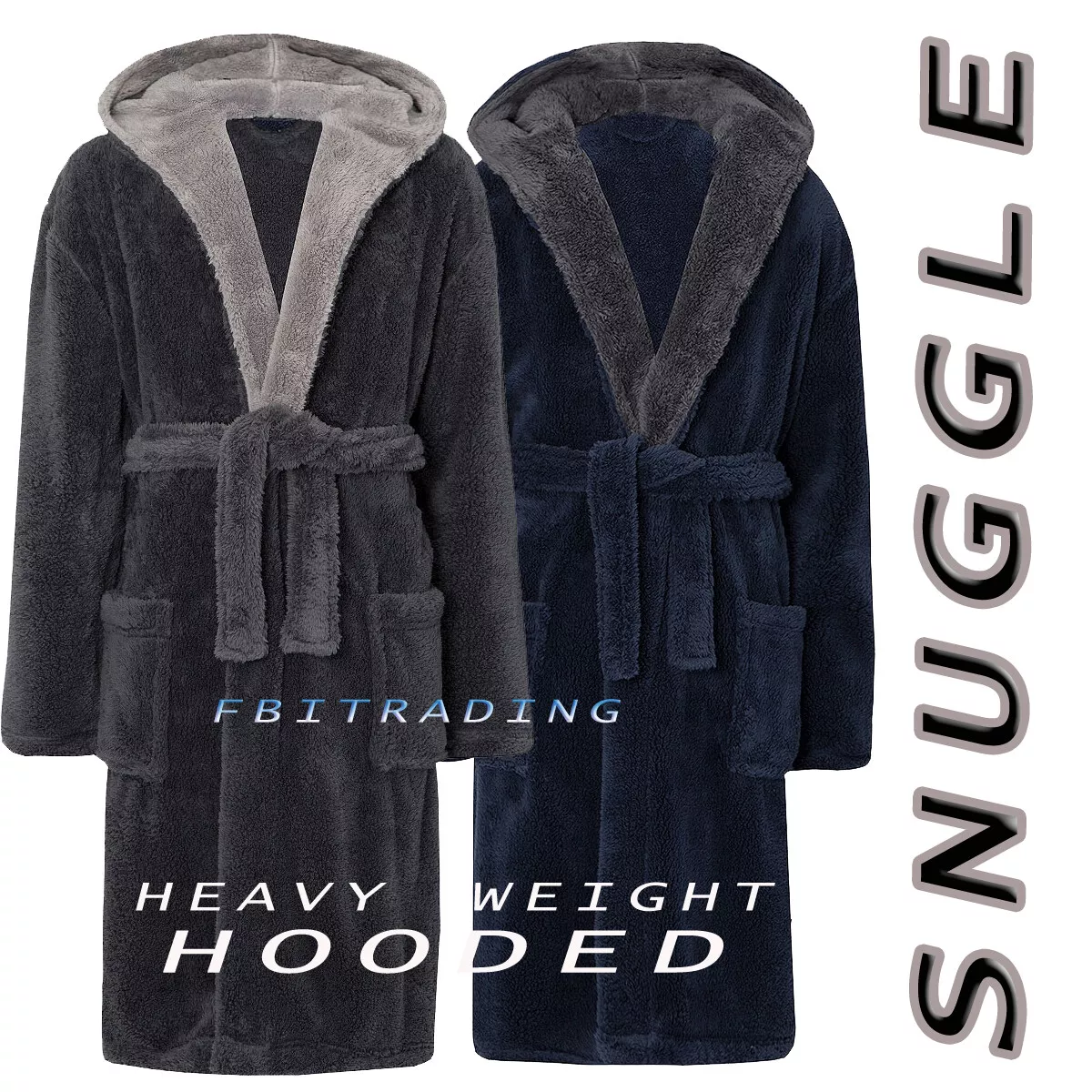 Mens GENTS Dressing Gown Fleece Hooded u0026amp; non hooded -Lounge heavy  weight | eBay