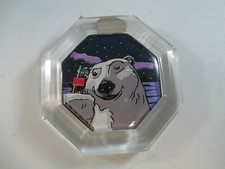Coca-Cola Acrylic Magnet Hexagon 1995 Polar Bear with Coke Bottle