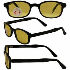 KD's Original Biker Sunglasses Black Frame Yellow 20112 with free Pouch