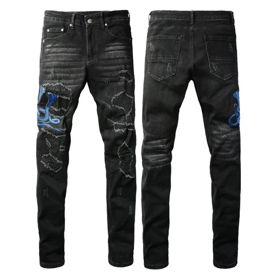 Jeans Strappati Uomo Slim Fit: Pantaloni Denim Invecchiati Gamba Dritta, Moda Streetwear, Vita Regolare, Taglie Dalla 28 Alla 42