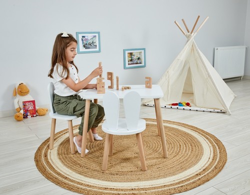 Montessori Table & Chair Set Wood Kids Toddler Mini Furniture Playing Desk - Picture 29 of 35