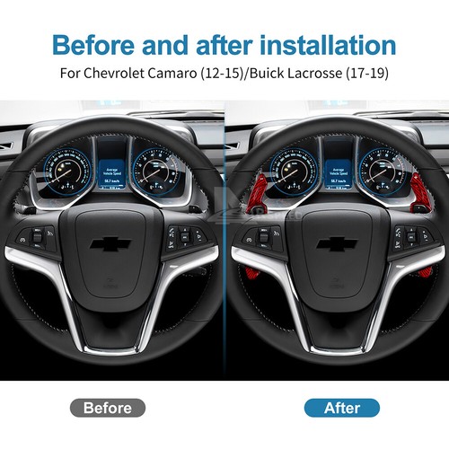 Red Steering Wheel Extension Shifter Paddle Carbon Fiber For Camaro 2012-2015 - Imagen 3 de 7