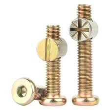 M6 M8 Furniture Connector Screws Flat Head Bolts Cross Dowel Barrel Nuts Bed Cot