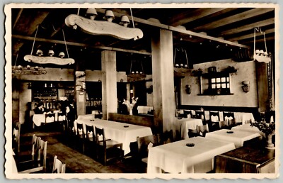 Postcard. Restaurant of the Grand Hotel Des Rochers-de-Naye. Switzerland. RPPC.