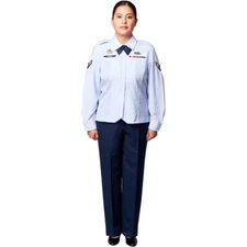 WOMENS REGULATION AIR FORCE USAF SHIRT LONG SLEEVE UNIFORM DRESS BLUE ALL SIZES