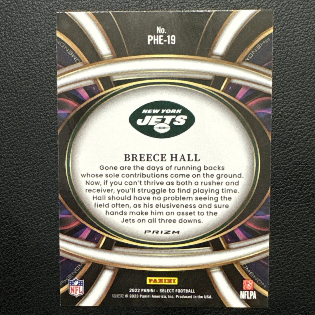 Breece Hall 2022 Panini Select Phenomenon ZEBRA PRIZM New York