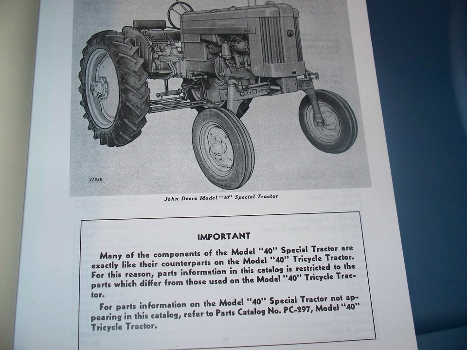 John Deere Model "40" Special Tractor Reprint Parts Catalog PC462 eBay