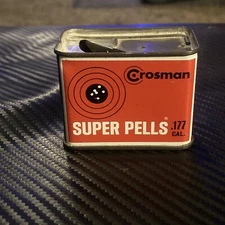 Vintage Crosman Super Pells .177 Cal. Air Rifle Pellets Tin Partially Full