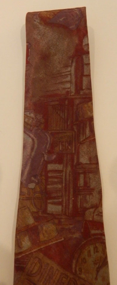 Corbata de cuello vintage Domani para hombre diseño acuarela púrpura - Hecha en EE. UU. Años 80 Foto 3 de 4