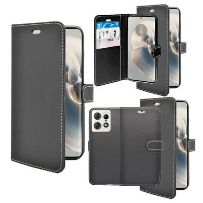 Für Motorola Edge 50 Pro Flip Book Geldbörse Folio PU Leder Gel Handyhülle Cover