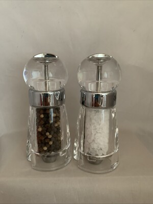 William Bounds Acrylic Sea Salt & Pepper Grinder Mill USA Stainless NOS