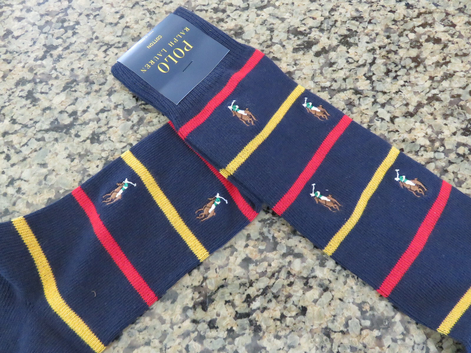 Polo RALPH LAUREN Calzini Uomo All Over Polo Pony Player Righe Logo Ricamato