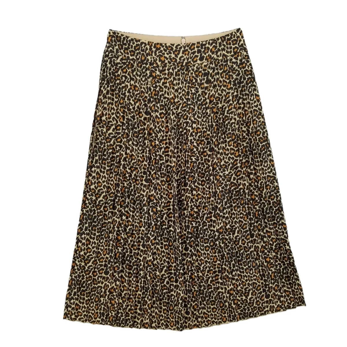 J crew pleated leopard midi shop skirt