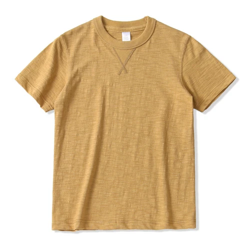 Men's Retro Heavyweight Us Slub Cotton Gusset Tubular Short Sleeve T-Shirt - Picture 21 of 30