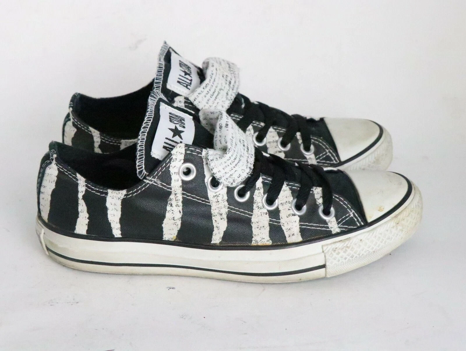 CONVERSE Shoes Women’s Size 8 Black White Double Tongue Canvas 525857F