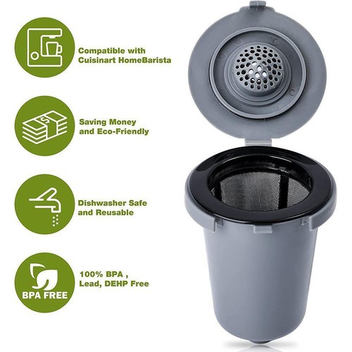 Reusable Single Serve Cafe K-Cup Filter Pods For Cuisinart Coffee 9CR2 2323 W9Y1 - Picture 7 of 8