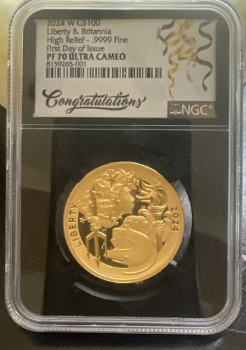2024 W Proof $100 Gold Liberty Britannia 1 oz NGC PF70UC FDI First Day of Issue