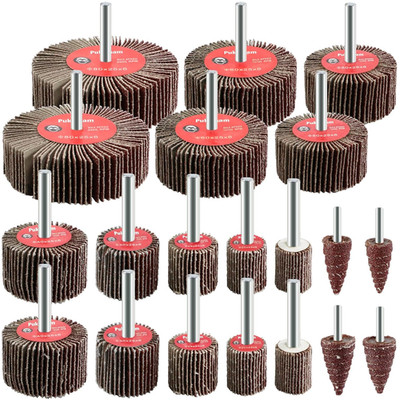 20 Pcs Flap Wheel Sander Set 80 Grit Sanding Wheel for Drill 1/4'' Shank for Meta