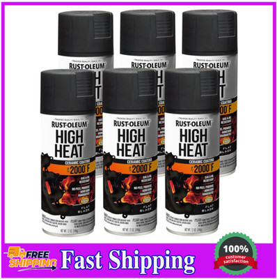 Rust-Oleum 248903 Automotive High Heat Spray Paint, 12 oz, Flat Black, 6 Pack