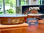 PYREX 'Wheat' #045 Casserole w. Wooden Trivet NIB