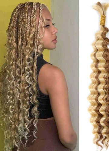 P27/613 Blondes Echthaar Flechthaar für Boho Zöpfe - Deep Wave, 1er Pack 16 Zoll
