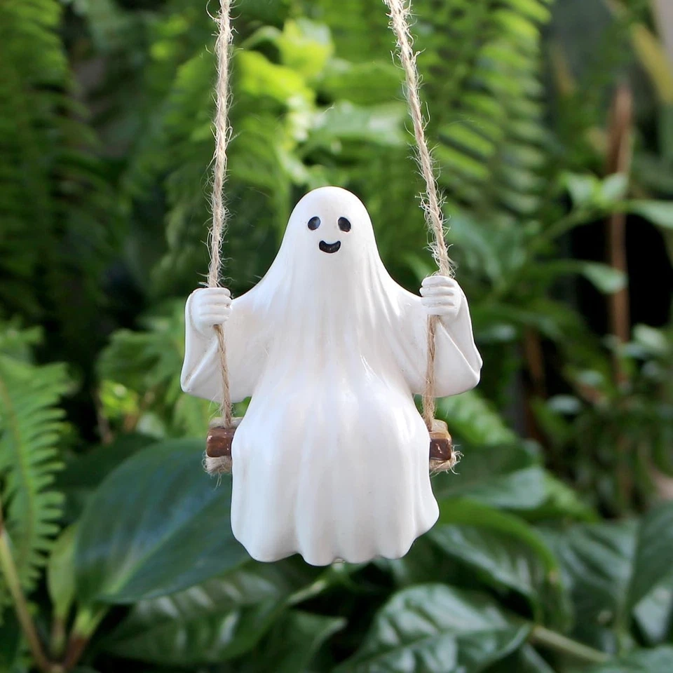 Swing Ghost Garden Statue Outdoor Halloween Decor, 3.39 Inch Ghost Figurine - Image 2 of 4