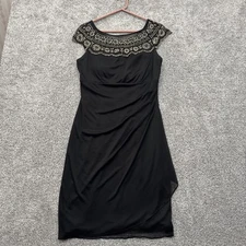 MSK Cocktail Dress Sz 10 Rhinestones LBD Elegant Glam Chic Date Night Party Midi