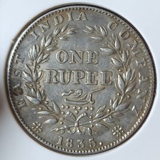 Lustrous British India William IV Silver 1 Rupee 1835 F Rare In This Grade HV52