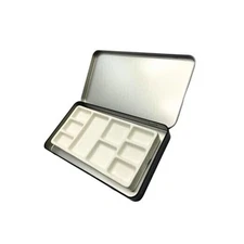 Travel Watercolor Palette, Portable Ceramic Paint Palette with 9 Wells, Empty 