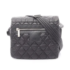 CHANEL Coco Cocoon Small Messenger Shoulder Bag Nylon Black Silver #RC1777