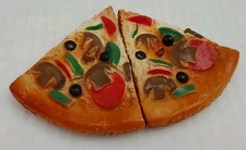 Realistic Pizza Hut Pan Pizza Food Supreme Toppings 2 Slices Toy Collectibles