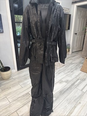 Xelement Motorcycle Rain Suit 2 Piece Size Womens L Black Waterproof