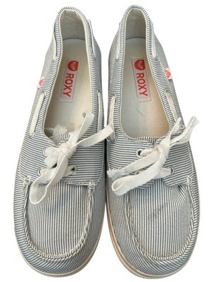 Roxy Womens Size 9 M Fabric Blue White Striped Slip On Sneakers Dory II
