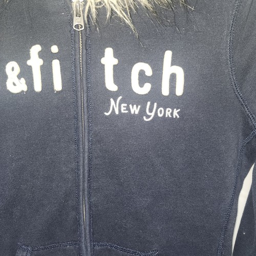 Abercrombie and Fitch Kunstfell Full Zip Hoodie Kinder Gr. XL isoliert gefüttert blau - Bild 4 von 18