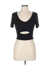 Wasabi + mint Women Black Short Sleeve T-Shirt L