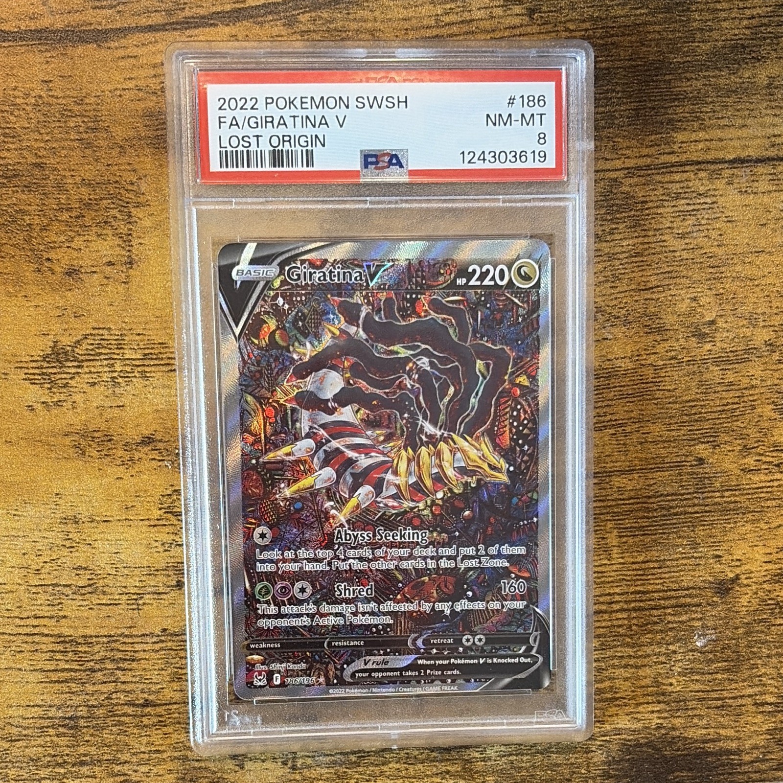 Pokemon Giratina V 186/196 Lost Origin SWSH11 Alt Full Art Holo PSA 8
