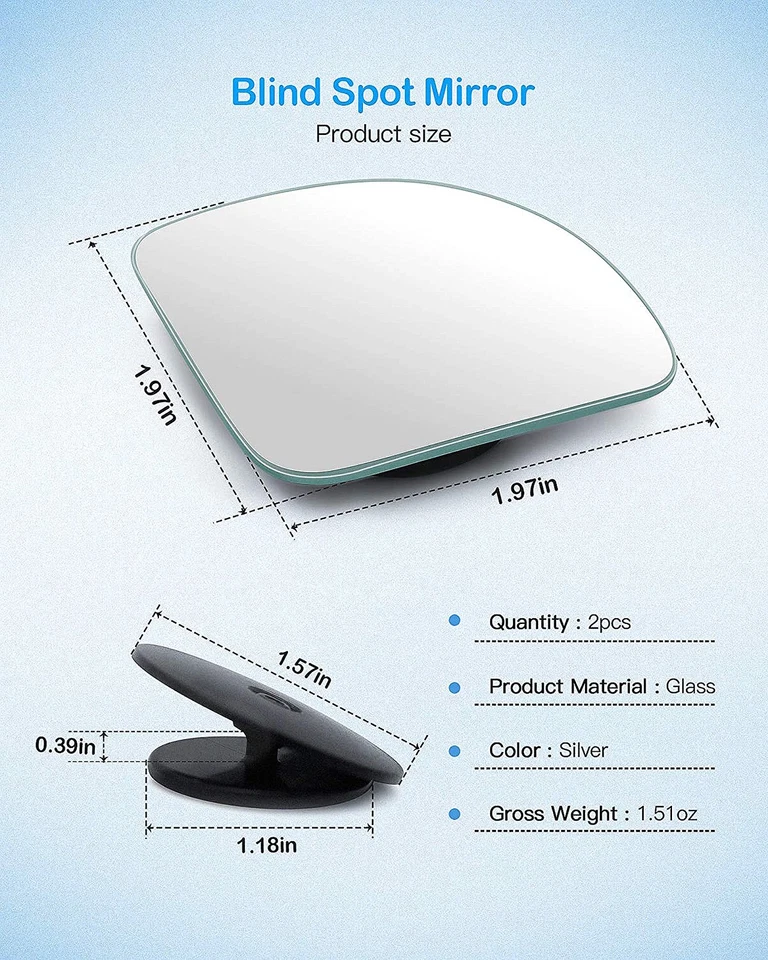 ICBEAMER 2 conjuntos de espelhos ovais de ponto cego, 4 peças ajustáveis 360° para traseira - Imagem 4 de 4