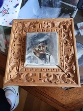 Vintage Man,Oil/canvas/ART  Hand Carved Wood Frame,signed(is Unreadable)Mid Cent