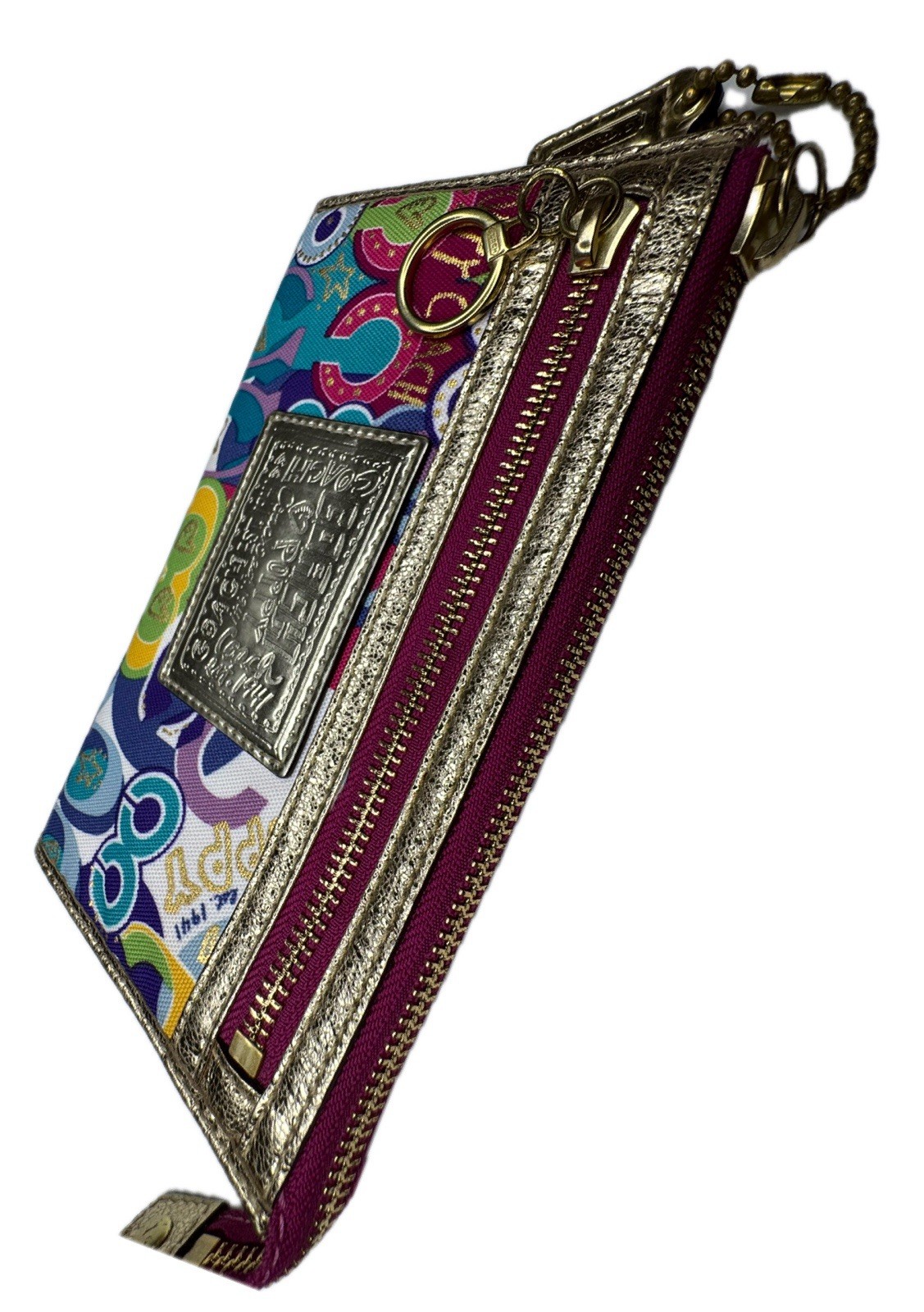 Coach Y2K Poppy Op Graffiti Groovy Art Zip Wallet - Gem