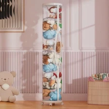 Stuffed Animal Storage Tube with Wheels,Stuff Animal Organizer,Stuffed Animal...