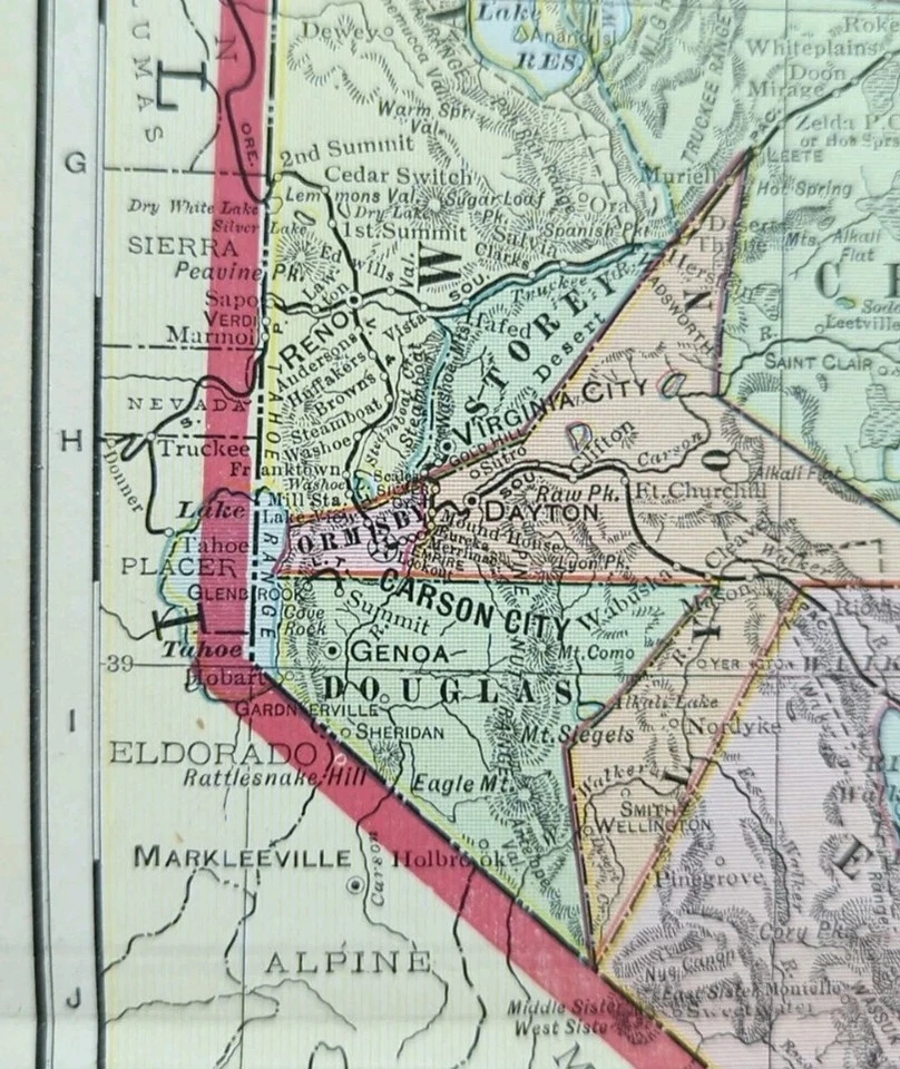 Mapa NEVADA 1903 22"X14" ~ Antiguo Antiguo Original Black Rock Desert Burning Man NV Foto 4 de 4