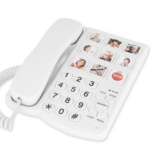 Lativu Landline Phones For Seniors-Basic Big Button Phone For Seniors-White