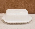 Vintage 1950s Hazel Atlas Milk Glass Half 1/2 Stick Butter Dish & Lid 5.5"