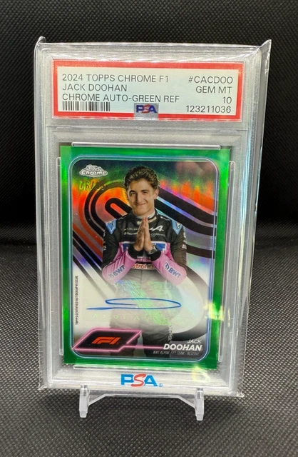 Jack Doohan 2024 Topps Chrome F1 Green Auto Refractor /99 Alpine F1 Team PSA 10