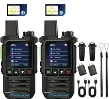 2 Pack Lifetime Free Global PTT Radios Unlimited Range 4G Radios Nationwide