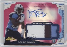 2014 Topps Finest Jumbo Relics Pink Refractor 6/10 Bishop Sankey Auto 0f6