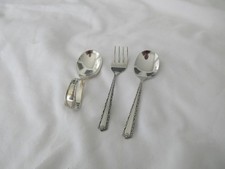 SET OF 3 Silverplated Stainless Baby Spoons and Fork ONEIDA ROGERS CLEAN