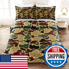 Duck Camo Bedding Set for Boys Full Size,Old School Camo Comforter Set,Duck Hunt