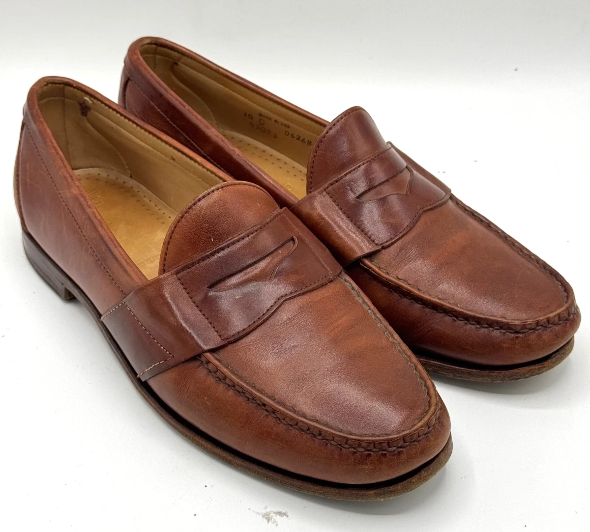 Allen Edmonds St Lucia Shoes Loafers Woven Leather Brown Slip On