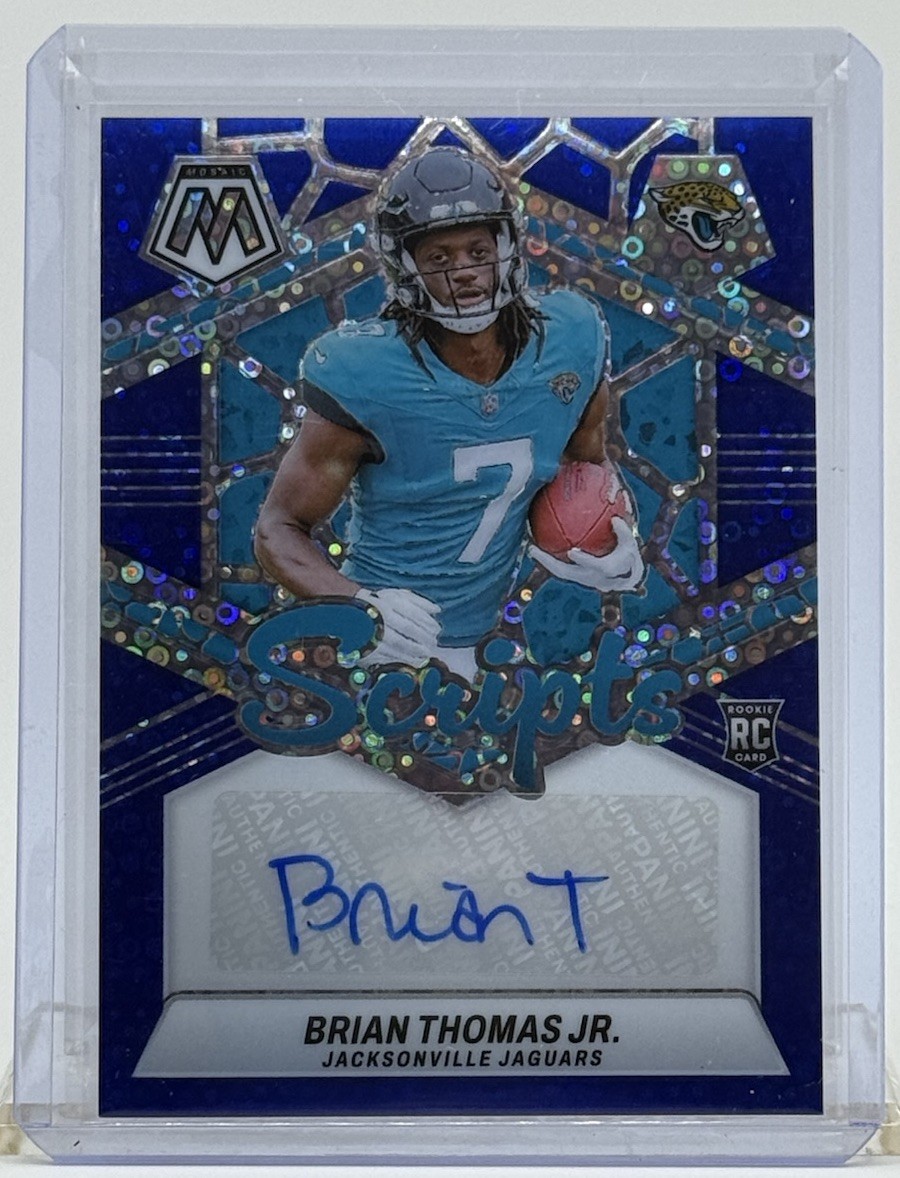 2024 Mosaic Brian Thomas Jr. Rookie Scripts RC No Huddle Blue Auto #RS-BTJ